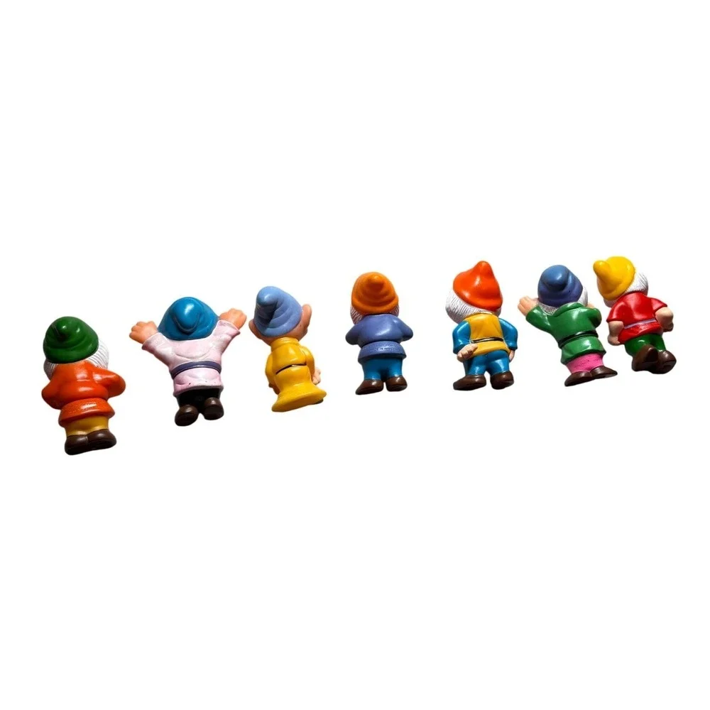 Disney Vintage 7 Dwarfs Rubber Squeak Toys Complete Set Hong Kong Snow White
